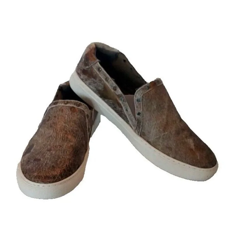 Corkys Womens Pine Top‎ Hair On Slip On Fashion Sneaker (Bronze) Size 9